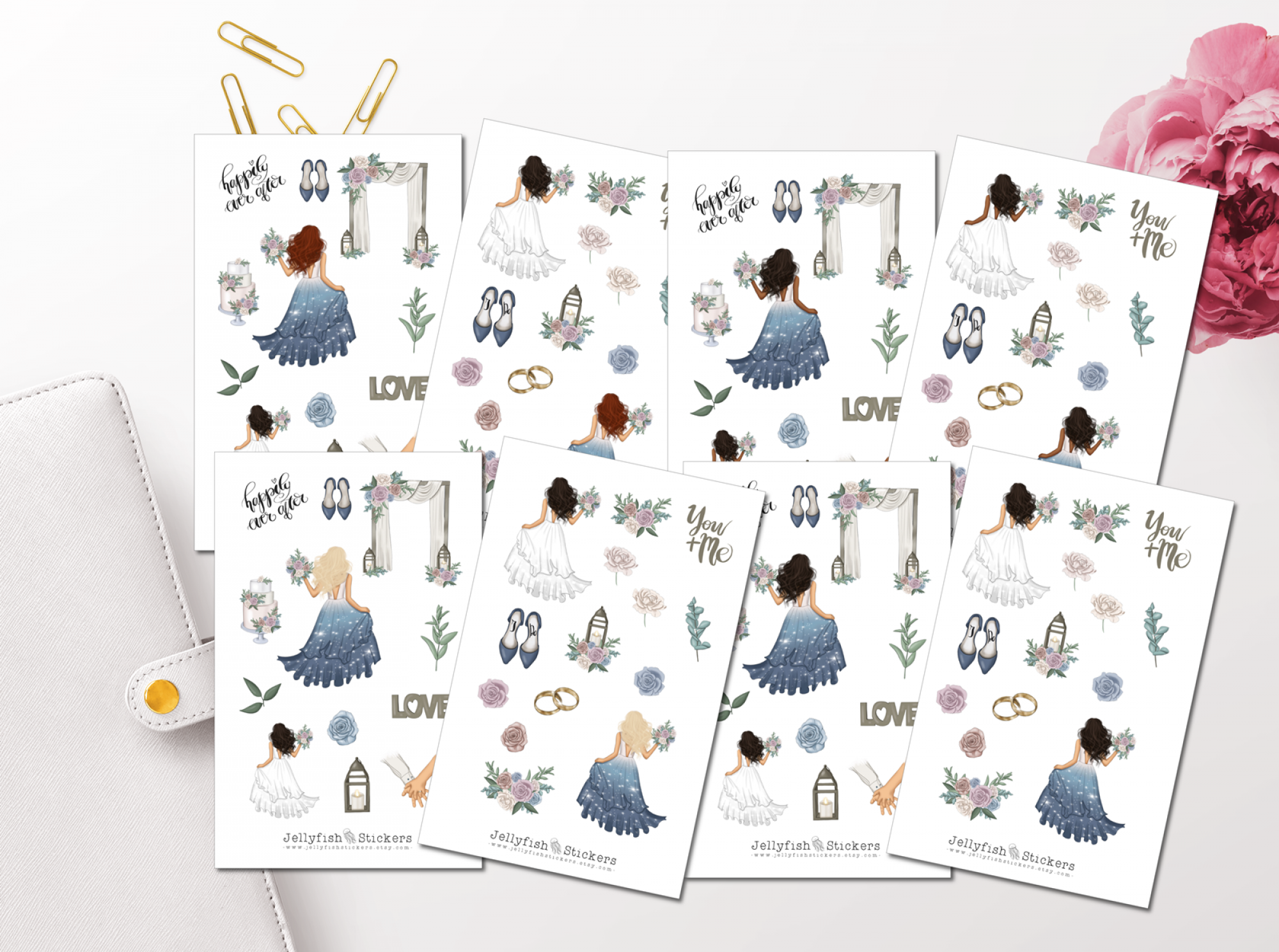 Mädchen Hochzeit Sticker Set